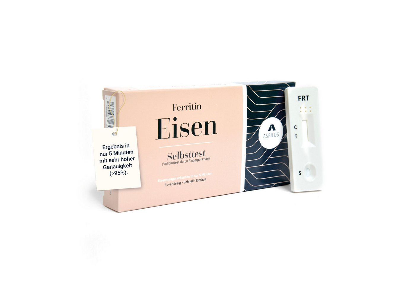ASPILOS Hämoglobin-Schnelltest Eisen Mangel Selbsttest für Zuhause in 5 Minuten, Bluttest, selbst durchführbar, Ferritin Test, 1-tlg., Ferritin Schnelltest, medizinischer Test, Eisenmangel von ASPILOS