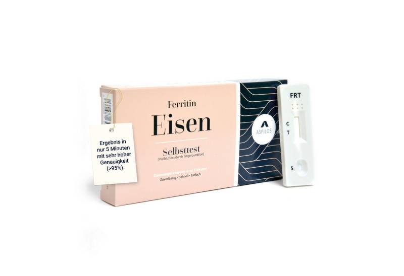 ASPILOS Hämoglobin-Schnelltest Eisen Mangel Selbsttest für Zuhause in 5 Minuten, Bluttest, selbst durchführbar, Ferritin Test, 1-tlg., Ferritin Schnelltest, medizinischer Test, Eisenmangel von ASPILOS