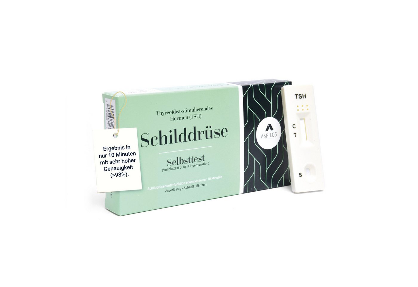 ASPILOS Hämoglobin-Schnelltest Schilddrüsen Unterfunktion Selbsttest für Zuhause in 10 Minuten, Bluttest, selbst durchführbar, TSH-Wert, 1-tlg., Schilddrüsenunterfunktion Test, zum selbstdurchführen von ASPILOS