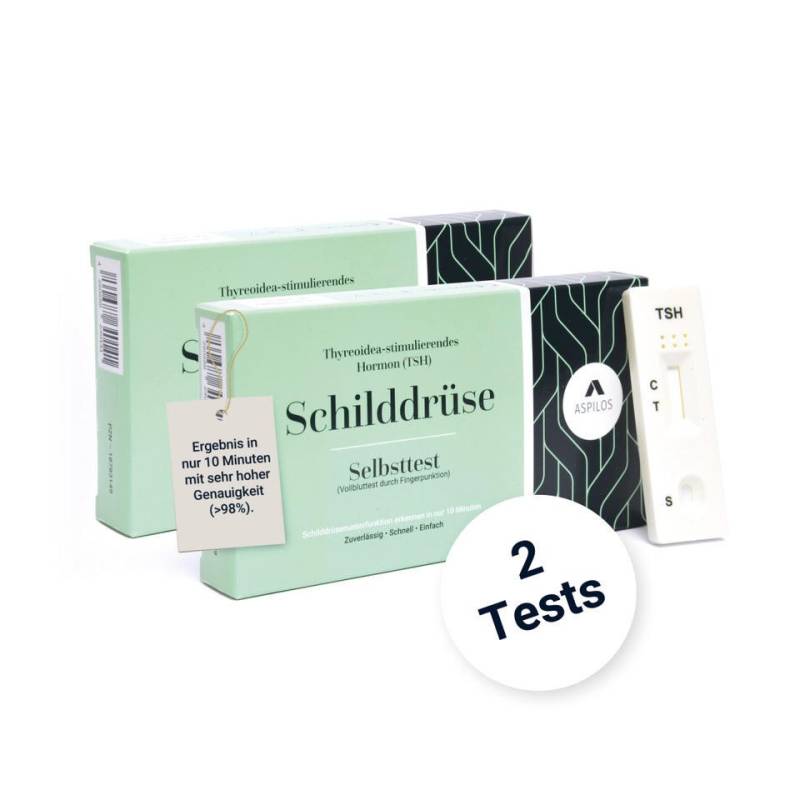 ASPILOS Hämoglobin-Schnelltest Schilddrüsen Unterfunktion Selbsttest für Zuhause in 10 Minuten, Bluttest, selbst durchführbar, TSH-Wert, 2-tlg., Schilddrüsenunterfunktion Test, zum selbstdurchführen von ASPILOS