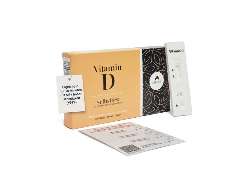 ASPILOS Hämoglobin-Schnelltest Vitamin D Mangel Selbsttest für Zuhause in 10 Minuten, Bluttest, selbst durchführbar, 25-Hydroxy-Vitamin D, 1-tlg., Schnelltest bei Müdigkeit & Erschöpfung, medizinischer Test von ASPILOS