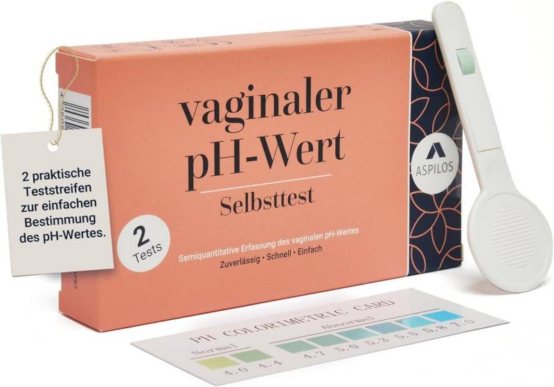 ASPILOS Harnsäure-Teststreifen Vaginaler pH-Selbsttest schnelle Ergebnisse für Zuhause in Sekunden, 2 x Teststreifen, semiquantitative Erfassung des vaginalen pH-Wertes 2-St., Vaginitis, medizinischer Schnelltest, pH-Teststreifen, Labor-Qualität von ASPILOS