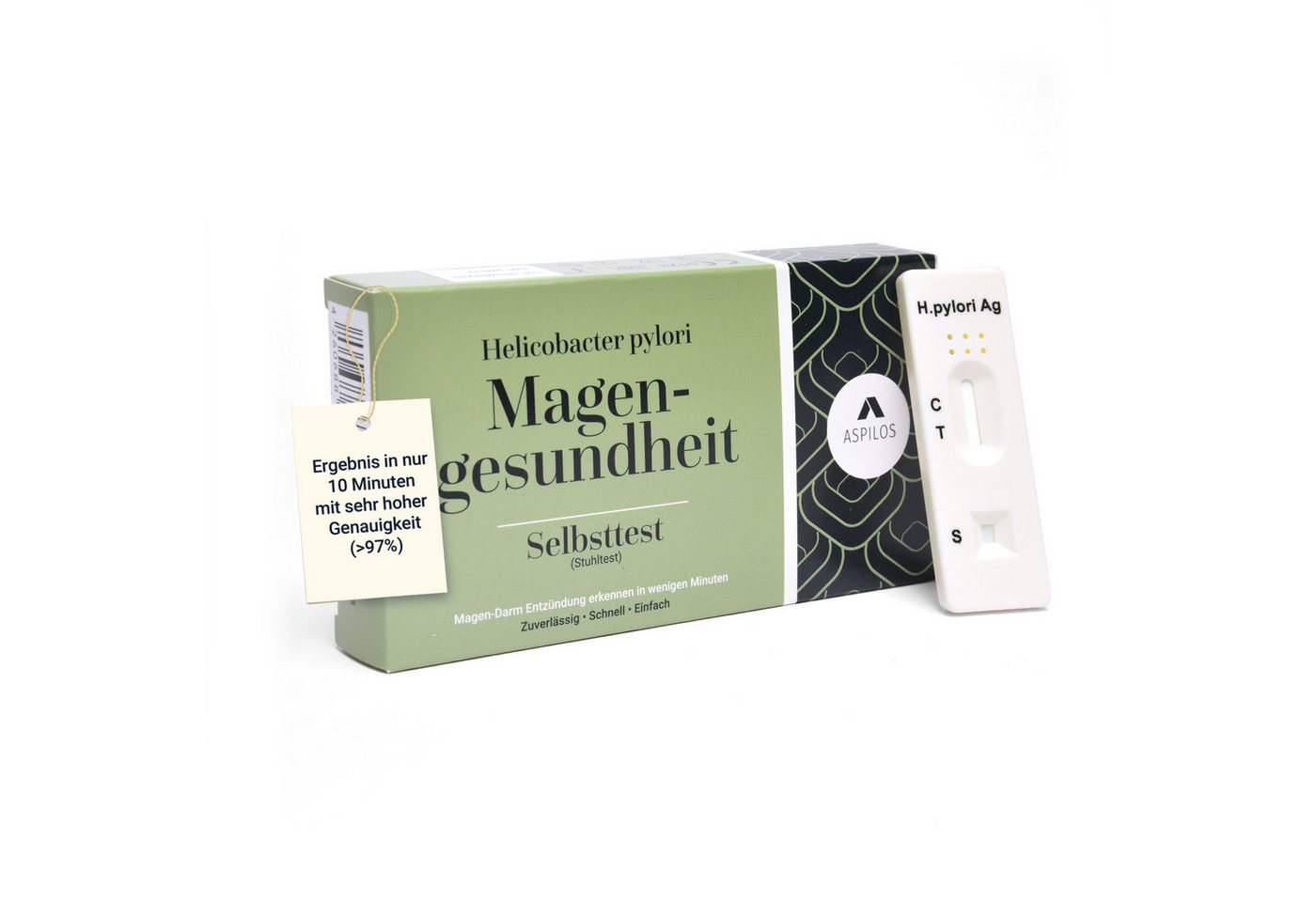 ASPILOS Helicobacter Pylori-Schnelltest Magengesundheit Selbsttest für Zuhause in 10 Minuten, selbst durchführbar, H. pylori Test, 1-tlg., Stuhltest, Helicobacter Test, Magen Darm Gesundheit von ASPILOS