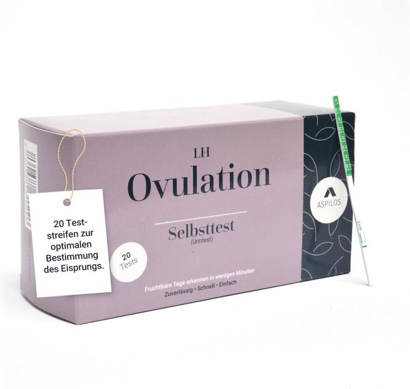 ASPILOS Ovulationstest Fruchtbarkeitstest für Zuhause in 3-10 Minuten - 20 Stk., zuverlässig & präzise, 1-tlg., zuverlässig & präzise, Schnelltest, Selbsttest, Eisprung, Labor-Qualität, medizinischer Test von ASPILOS