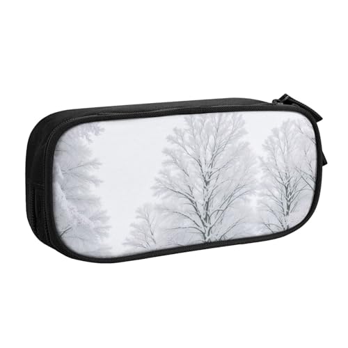 ASPOIJHN (Bäume an verschneiten Tagen) großes Fassungsvermögen, doppellagiges Federmäppchen, Schreibwaren-Aufbewahrungstasche, tragbarer Stift-Organizer für Schule, Bürobedarf, Bäume an verschneiten von ASPOIJHN