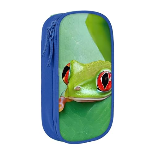ASPOIJHN (Baum Frosch Baby) großes Fassungsvermögen, doppellagiges Federmäppchen, Stifteetui, Schulbedarf für Mädchen, Jungen, Teenager, Elementar-Mittel, blau, Einheitsgröße, Krawattenetui von ASPOIJHN