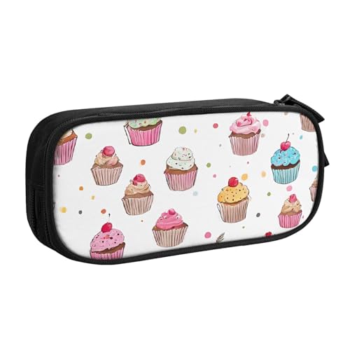 ASPOIJHN (Delicious Cupcakes) großes Fassungsvermögen, doppellagiges Federmäppchen, Schreibwaren-Aufbewahrungstasche, tragbarer Stift-Organizer für Schule, Bürobedarf, Leckere Cupcakes, Einheitsgröße, von ASPOIJHN