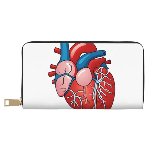 ASPOIJHN (Eishockey-Art), PU-Leder, mehrere Fächer, Kartenetui, stilvolle Geldbörse mit Reißverschluss für Karten, Münzen, Rechnungen, Herzdiagramm menschliche Anatomie, Einheitsgröße von ASPOIJHN