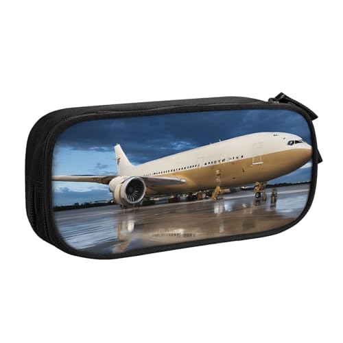 ASPOIJHN (Flugzeug im Abendlicht) Großes Fassungsvermögen, doppellagiges Federmäppchen, Schreibwaren-Aufbewahrungstasche, tragbarer Stift-Organizer für Schule, Bürobedarf, Flugzeug im Abendlicht, von ASPOIJHN