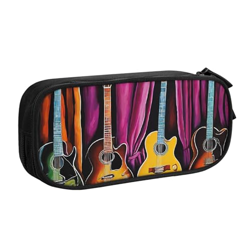 ASPOIJHN (Guitar Collection) Federmäppchen mit großem Fassungsvermögen, doppellagig, Schreibwaren, Aufbewahrungstasche, tragbarer Stift-Organizer für Schule, Bürobedarf, Gitarren-Kollektion, von ASPOIJHN