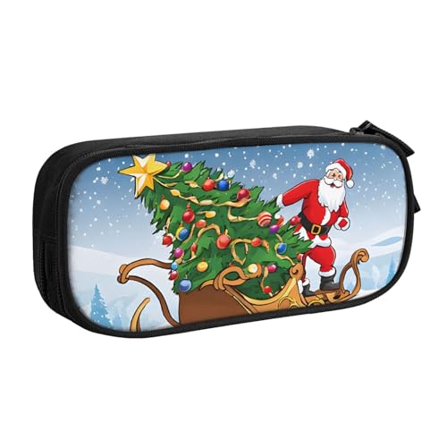 ASPOIJHN (Merry Xmas) Großes Fassungsvermögen, doppellagiges Federmäppchen, Schreibwaren-Aufbewahrungstasche, tragbarer Stift-Organizer für Schule, Bürobedarf, Merry Xmas, Einheitsgröße, Krawattenetui von ASPOIJHN