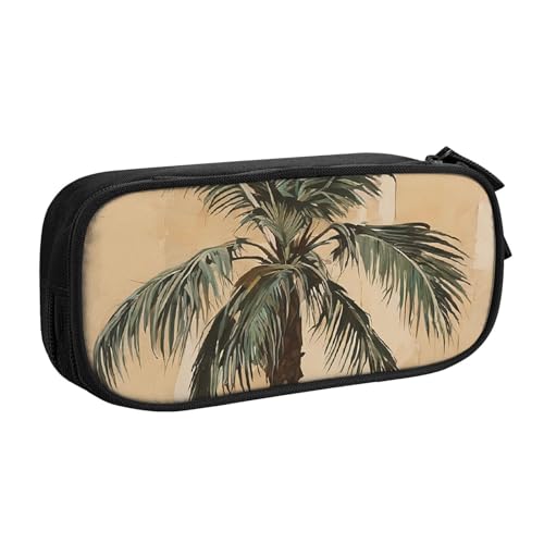 ASPOIJHN (Palme Tropical) Große Kapazität, doppellagiges Federmäppchen, Schreibwaren-Aufbewahrungstasche, tragbarer Stift-Organizer für Schule, Bürobedarf, Palme Tropisch, Einheitsgröße, Krawattenetui von ASPOIJHN