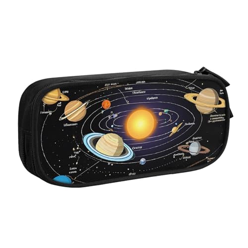 ASPOIJHN (Planeten, Sterne und Milchstraße), großes Fassungsvermögen, doppellagig, Federmäppchen, Schreibwaren, Aufbewahrungstasche, tragbarer Stift-Organizer für Schule, Bürobedarf, Planeten, Sterne von ASPOIJHN