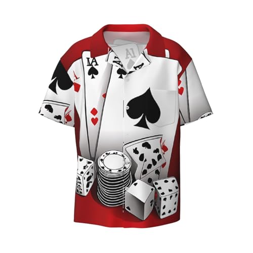 ASPOIJHN (Poker Turnier) Herren Casual Kurzarm Hemd Hawaiihemd Stilvolle Button Down Strandhemd für Alltag, Pokerturnier, XL von ASPOIJHN