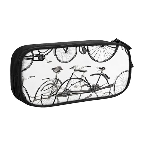 ASPOIJHN (Retro-Fahrrad) großes Fassungsvermögen, doppellagiges Federmäppchen, Schreibwaren-Aufbewahrungstasche, tragbarer Stift-Organizer für Schule, Bürobedarf, Retro Fahrrad, Einheitsgröße, von ASPOIJHN