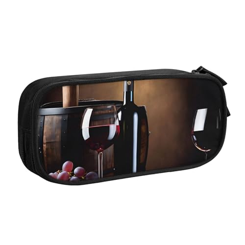ASPOIJHN (Rotweinflaschen-Glas) großes Fassungsvermögen, doppellagiges Federmäppchen, Schreibwaren-Aufbewahrungstasche, tragbarer Stift-Organizer für Schule, Bürobedarf, Rotweinflasche Glas, von ASPOIJHN
