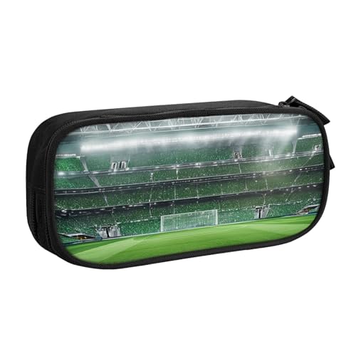 ASPOIJHN (Stadion-Fußball-Satdiumfeld, helle Nacht), großes Fassungsvermögen, doppellagiges Federmäppchen, Schreibwaren-Aufbewahrungstasche, tragbarer Stift-Organizer für Schule, Bürobedarf, Stadion von ASPOIJHN