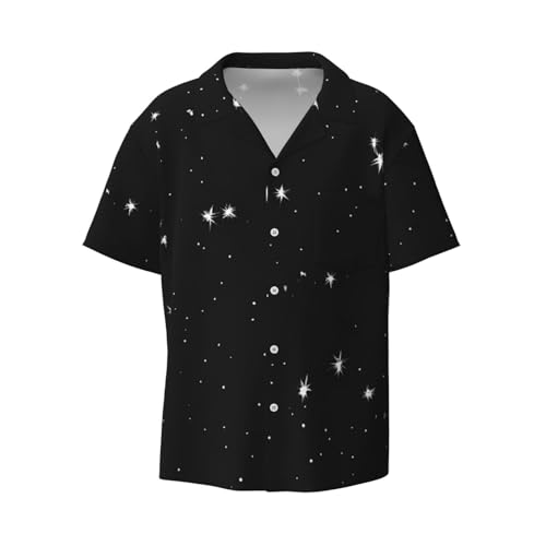 ASPOIJHN (Starry Divination Constellation) Herren Casual Kurzarm Hemd Hawaiihemd Stilvolle Button Down Strandhemd für Alltag, Sternzeichen Wahrsagen, 3XL von ASPOIJHN
