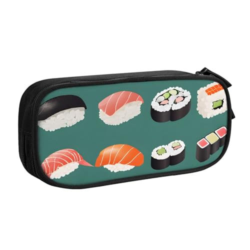 ASPOIJHN (Sushi) Federmäppchen mit großer Kapazität, doppellagig, Schreibwaren, Aufbewahrungstasche, tragbarer Stift-Organizer für Schule, Bürobedarf, Sushi, Einheitsgröße, Krawattenetui von ASPOIJHN