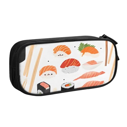 ASPOIJHN (Sushi-Lebensmittelmuster) großes Fassungsvermögen, doppellagiges Federmäppchen, Schreibwaren-Aufbewahrungstasche, tragbarer Stift-Organizer für Schule, Bürobedarf, Sushi-Lebensmittelmuster, von ASPOIJHN