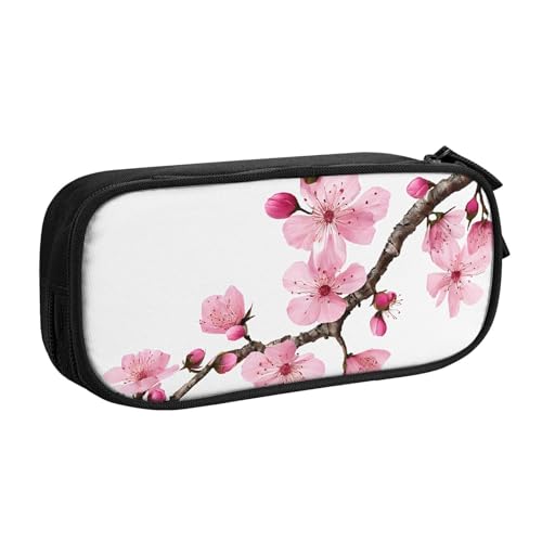 ASPOIJHN (Tempting Cherry Blossoms) Großes Fassungsvermögen, doppellagiges Federmäppchen, Schreibwaren-Aufbewahrungstasche, tragbarer Stift-Organizer für Schule, Bürobedarf, Verführerische von ASPOIJHN