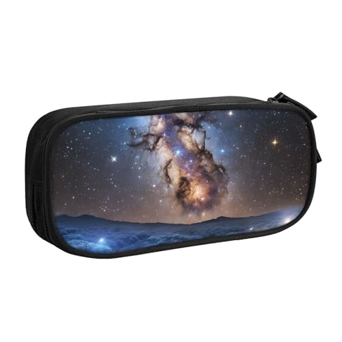 ASPOIJHN (Universum Galaxy Space) Großes Fassungsvermögen, doppellagiges Federmäppchen, Schreibwaren-Aufbewahrungstasche, tragbarer Stift-Organizer für Schule, Bürobedarf, Universe Galaxy Space, von ASPOIJHN