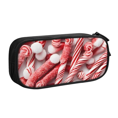 ASPOIJHN (Zuckerstangen) großes Fassungsvermögen, doppellagiges Federmäppchen, Schreibwaren-Aufbewahrungstasche, tragbarer Stift-Organizer für Schule, Bürobedarf, Zuckerstangen, Einheitsgröße, von ASPOIJHN