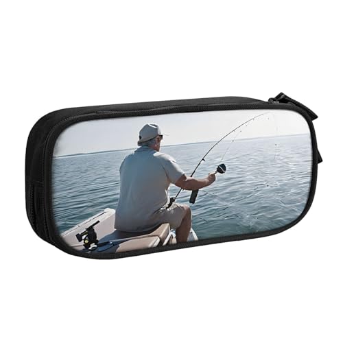 ASPOIJHN Angelrute, großes Fassungsvermögen, doppellagiges Federmäppchen, Schreibwaren-Aufbewahrungstasche, tragbarer Stift-Organizer für Schule, Bürobedarf, Angelrute, Einheitsgröße, Krawattenetui von ASPOIJHN