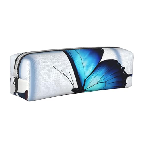 ASPOIJHN Aufbewahrungstasche aus Leder mit blauem Schmetterling, kompakt, leicht, Schreibwaren-Organizer für Studenten, Jungen, Mädchen, Erwachsene, weiß, Einheitsgröße, Schulranzen-Set ASPOIJHN Aufbewahrungstasche aus Leder mit blauem Schmetterling, kompakt, leicht, Schreibwaren-Organizer für Studenten, Jungen, Mädchen, Erwachsene, weiß, Einheitsgröße, Schulranzen-Set von ASPOIJHN