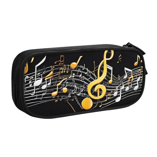 ASPOIJHN Bunte Musiknoten, großes Fassungsvermögen, doppellagiges Federmäppchen, Schreibwaren-Aufbewahrungstasche, tragbarer Stift-Organizer für Schule, Bürobedarf, Bunte Musiknoten, Einheitsgröße, von ASPOIJHN