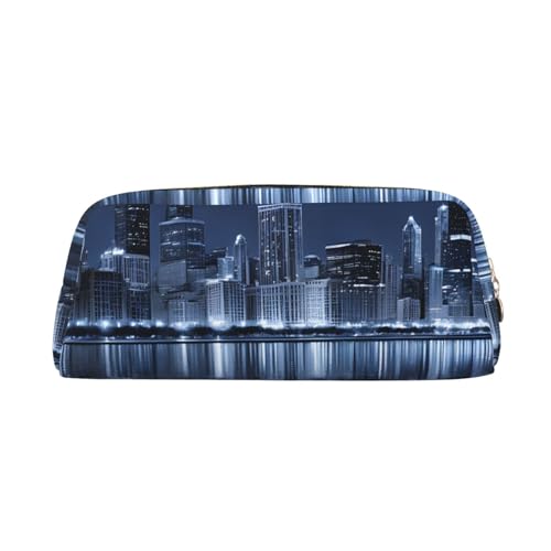 ASPOIJHN Chicago Reflektiertes, vielseitiges Leder-Federmäppchen, stilvolle Aufbewahrungstasche für Schule, Büro, Schreibwaren, Kosmetiktasche, Münzen-Organizer, gold, Einheitsgröße, Krawattenetui von ASPOIJHN