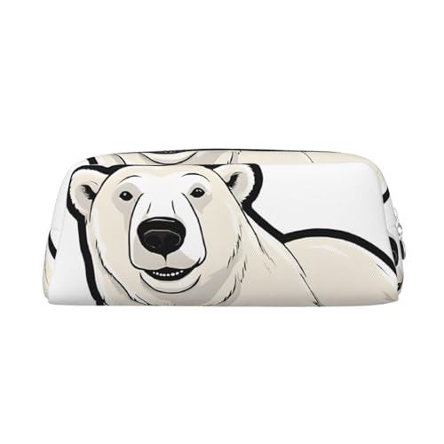 ASPOIJHN Eisbär, vielseitiges Leder-Federmäppchen, stilvolle Aufbewahrungstasche für Schule, Büro, Schreibwaren, Kosmetiktasche, Münzen, Organizer, silber, Einheitsgröße, Krawattenetui von ASPOIJHN