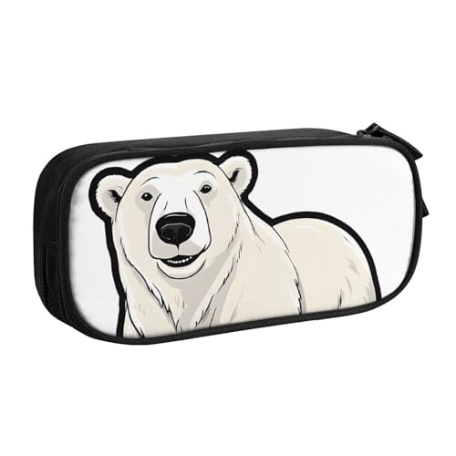 ASPOIJHN Eisbär-Federmäppchen, großes Fassungsvermögen, doppellagig, Schreibwaren, Aufbewahrungstasche, tragbarer Stift-Organizer für Schule, Bürobedarf, eisbär, Einheitsgröße, Krawattenetui von ASPOIJHN