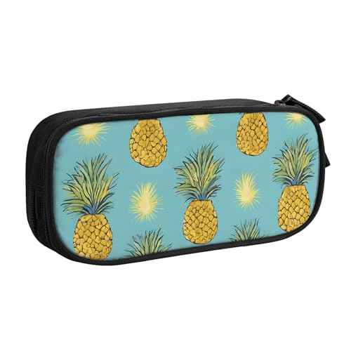 ASPOIJHN Federmäppchen, Motiv: tropische Früchte, Ananas, großes Fassungsvermögen, doppellagig, Schreibwaren, Aufbewahrungstasche, tragbarer Stift-Organizer für Schule, Bürobedarf, Tropische von ASPOIJHN