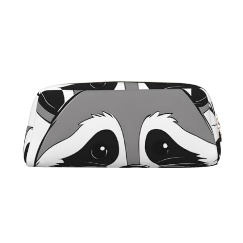 ASPOIJHN Federmäppchen aus Leder, Motiv: niedlicher Waschbär, stilvolle Aufbewahrungstasche für Schule, Büro, Schreibwaren, Kosmetiktasche, Münzen, Organizer, gold, Einheitsgröße, Krawattenetui von ASPOIJHN