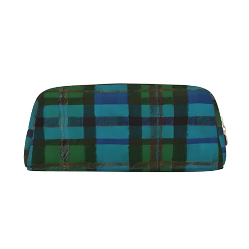 ASPOIJHN Federmäppchen aus Leder mit schottischem Schottenkaro, stilvolle Aufbewahrungstasche für Schule, Büro, Schreibwaren, Kosmetiktasche, Münzen, Organizer, gold, Einheitsgröße, Krawattenetui von ASPOIJHN