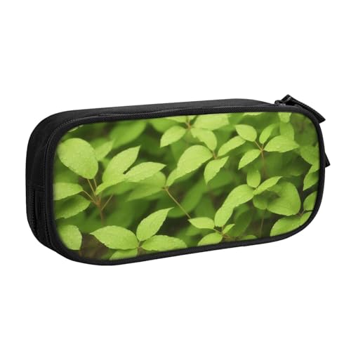 ASPOIJHN Federmäppchen mit Blattmuster, großes Fassungsvermögen, doppellagig, Schreibwaren, Aufbewahrungstasche, tragbarer Stift-Organizer für Schule, Bürobedarf, Blattdruckmuster, Einheitsgröße, von ASPOIJHN