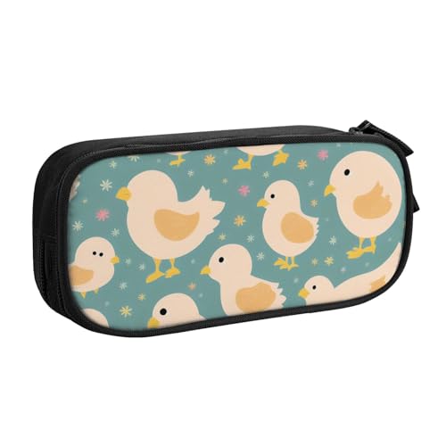 ASPOIJHN Federmäppchen mit Huhn-Druckmuster, großes Fassungsvermögen, doppellagig, Schreibwaren, Aufbewahrungstasche, tragbarer Stift-Organizer für Schule, Bürobedarf, Hühner-Druckmuster, von ASPOIJHN
