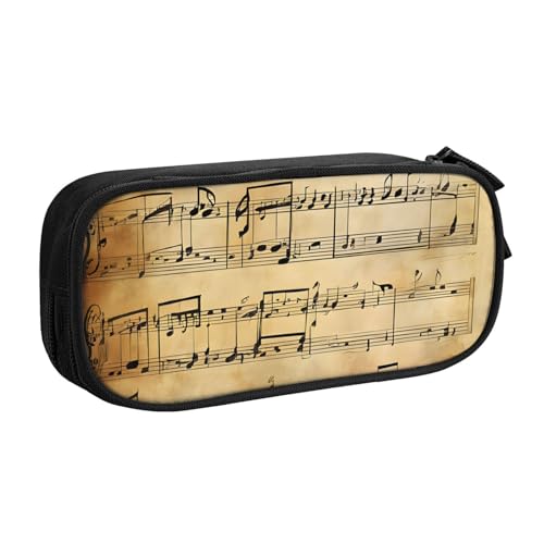ASPOIJHN Federmäppchen mit Musiknoten-Aufdruck, großes Fassungsvermögen, doppellagig, Schreibwaren, Aufbewahrungstasche, tragbarer Stift-Organizer für Schule, Bürobedarf, Musiknoten-Druck, von ASPOIJHN