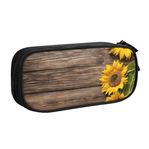 ASPOIJHN Federmäppchen mit Pflanzenmotiv und Sonnenblume, großes Fassungsvermögen, doppellagig, Schreibwaren, Aufbewahrungstasche, tragbarer Stift-Organizer für Schule, Bürobedarf, Pflanzenmotiv von ASPOIJHN