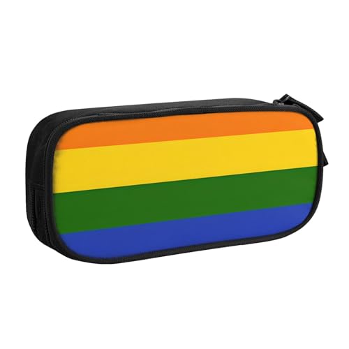 ASPOIJHN Federmäppchen mit Regenbogen-Flagge, großes Fassungsvermögen, doppellagig, Schreibwaren, Aufbewahrungstasche, tragbarer Stift-Organizer für Schule, Bürobedarf, Regenbogenflagge, von ASPOIJHN