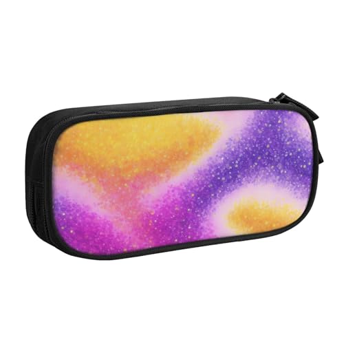 ASPOIJHN Federmäppchen mit buntem Sternenlicht-Druckmuster, großes Fassungsvermögen, doppellagig, Schreibwaren, Aufbewahrungstasche, tragbarer Stift-Organizer für Schule, Bürobedarf, Bunte von ASPOIJHN