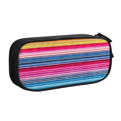 ASPOIJHN Federmäppchen mit buntem mexikanischem Streifenmuster, großes Fassungsvermögen, doppellagig, Schreibwaren, Aufbewahrungstasche, tragbarer Stift-Organizer für Schule, Bürobedarf, Bunte von ASPOIJHN