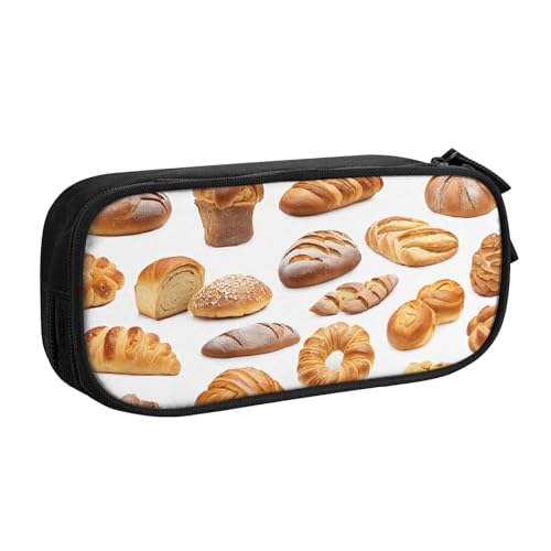 ASPOIJHN Federmäppchen mit großem Fassungsvermögen, doppellagig, Schreibwaren, Aufbewahrungstasche, tragbarer Stift-Organizer für Schule, Bürobedarf, Bemaltes Brot, Einheitsgröße, Krawattenetui von ASPOIJHN