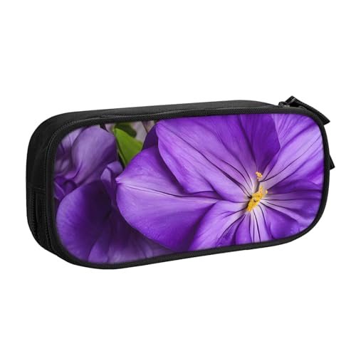 ASPOIJHN Federmäppchen mit großem Fassungsvermögen, doppellagig, Schreibwaren, Aufbewahrungstasche, tragbarer Stift-Organizer für Schule, Bürobedarf, Blühende violette Blumen, Einheitsgröße, von ASPOIJHN