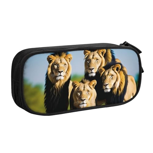 ASPOIJHN Federmäppchen mit großem Fassungsvermögen, doppellagig, Schreibwaren, Aufbewahrungstasche, tragbarer Stift-Organizer für Schule, Bürobedarf, Eine Packung Löwen, Einheitsgröße, Krawattenetui von ASPOIJHN