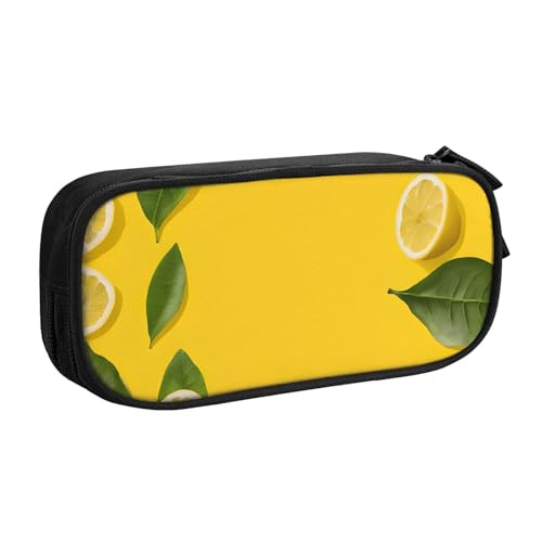ASPOIJHN Federmäppchen mit großem Fassungsvermögen, doppellagig, Schreibwaren, Aufbewahrungstasche, tragbarer Stift-Organizer für Schule, Bürobedarf, Gelb, Gelbe Zitrone., Einheitsgröße, Krawattenetui von ASPOIJHN