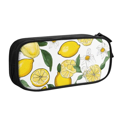 ASPOIJHN Federmäppchen mit großem Fassungsvermögen, doppellagig, Schreibwaren, Aufbewahrungstasche, tragbarer Stift-Organizer für Schule, Bürobedarf, Gelb, Gelbe Zitronen, Einheitsgröße, Krawattenetui von ASPOIJHN