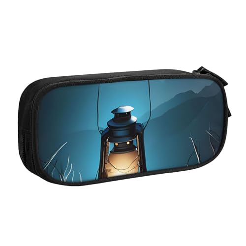 ASPOIJHN Federmäppchen mit großem Fassungsvermögen, doppellagig, Schreibwaren, Aufbewahrungstasche, tragbarer Stift-Organizer für Schule, Bürobedarf, Glühwürmchen und Laterne, Einheitsgröße, von ASPOIJHN