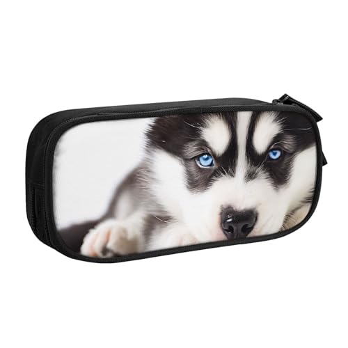 ASPOIJHN Federmäppchen mit großem Fassungsvermögen, doppellagig, Schreibwaren, Aufbewahrungstasche, tragbarer Stift-Organizer für Schule, Bürobedarf, Husky-Hund, Einheitsgröße, Krawattenetui von ASPOIJHN